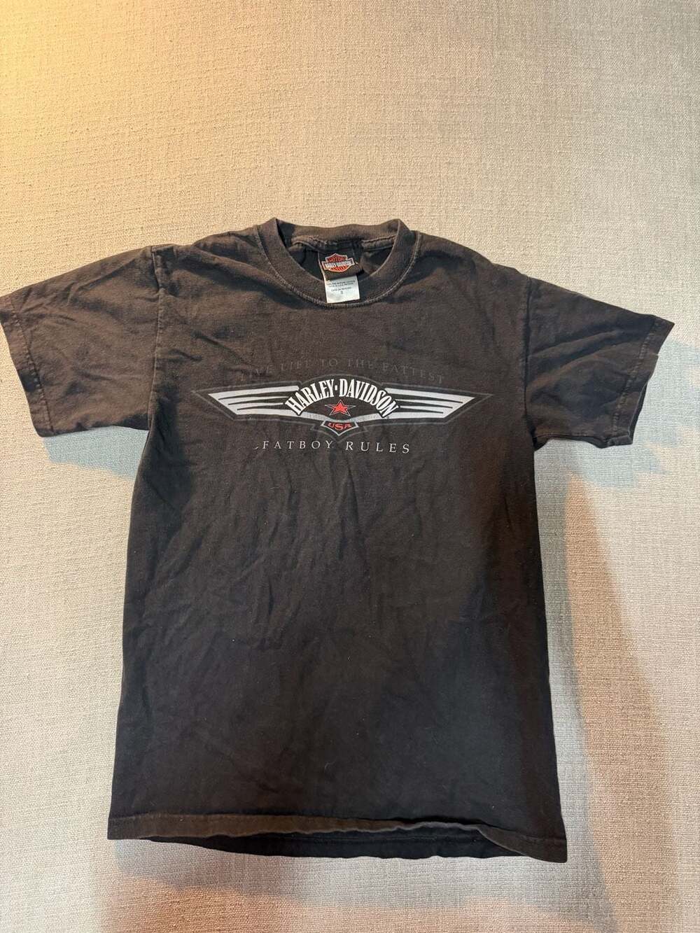 Harley-Davidson Boswell's Nashville TN Fatboy Rules Black T-Shirt Size S